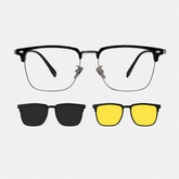 Brown | Browline Flip-up Magnetic Clip-on Eyeglasses Sunglasses