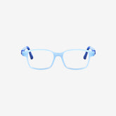 Kids ultra-flexible rectangle screwless prescription glasses with adjustable sports strap and temple tips in blue