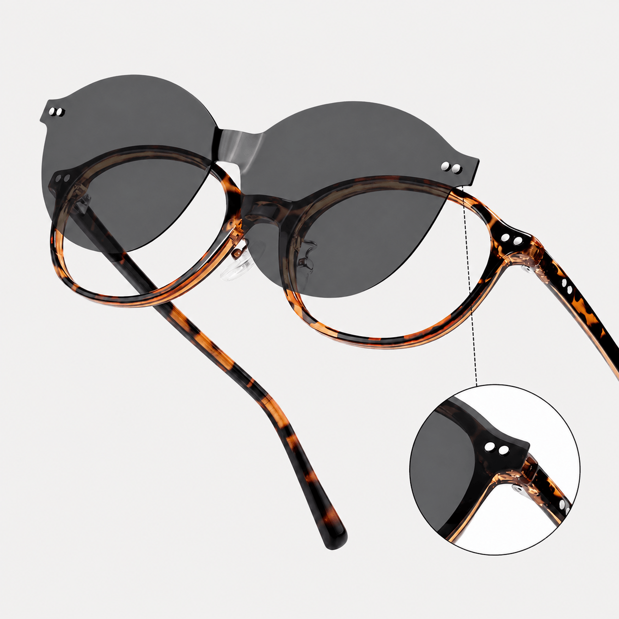 Megan | Women's Oval Magnetic Clip-On Glasses Tortoise