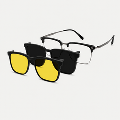 Brown | Browline Flip-up Magnetic Clip-on Eyeglasses Sunglasses