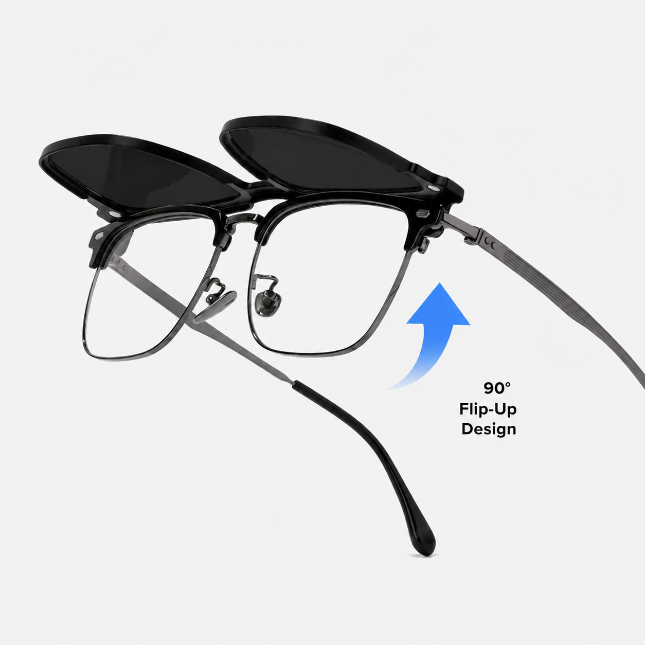 Brown | Browline Flip-up Magnetic Clip-on Eyeglasses Sunglasses