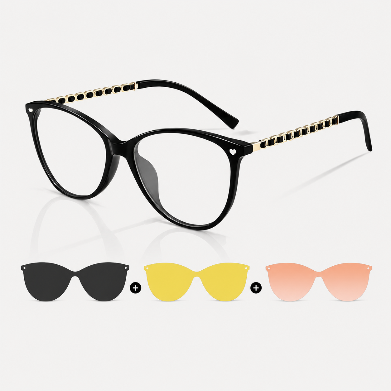 Jessica | Women's Cat-Eye Magnetic Clip-On Prescription Glasses Set