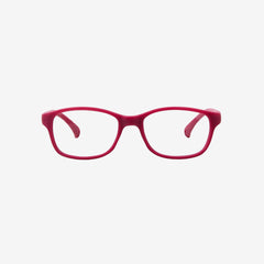 Lenslott rose youth flexible rectangle glasses with an adjustable elastic comfort strap, shown from the front view on a clean white background.
