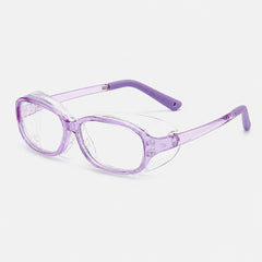 Black kids moisture chamber and allergy safety goggles with protective clear side shields, anti-fog lenses, and protect little eyes from pollen, dust, wind, and everyday irritants.
