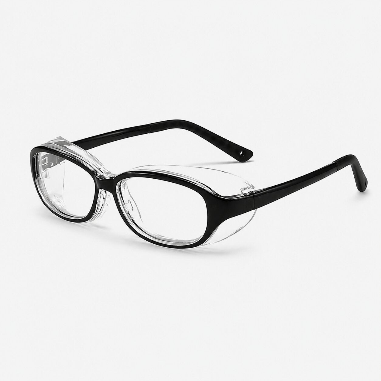 Black kids moisture chamber and allergy safety goggles with protective clear side shields, anti-fog lenses, and protect little eyes from pollen, dust, wind, and everyday irritants.