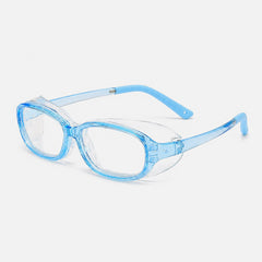 Black kids moisture chamber and allergy safety goggles with protective clear side shields, anti-fog lenses, and protect little eyes from pollen, dust, wind, and everyday irritants.