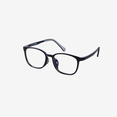 MiniMuse black rounded square prescription glasses for kids and tweens with silicone nose pads and adjustable temple tips.
