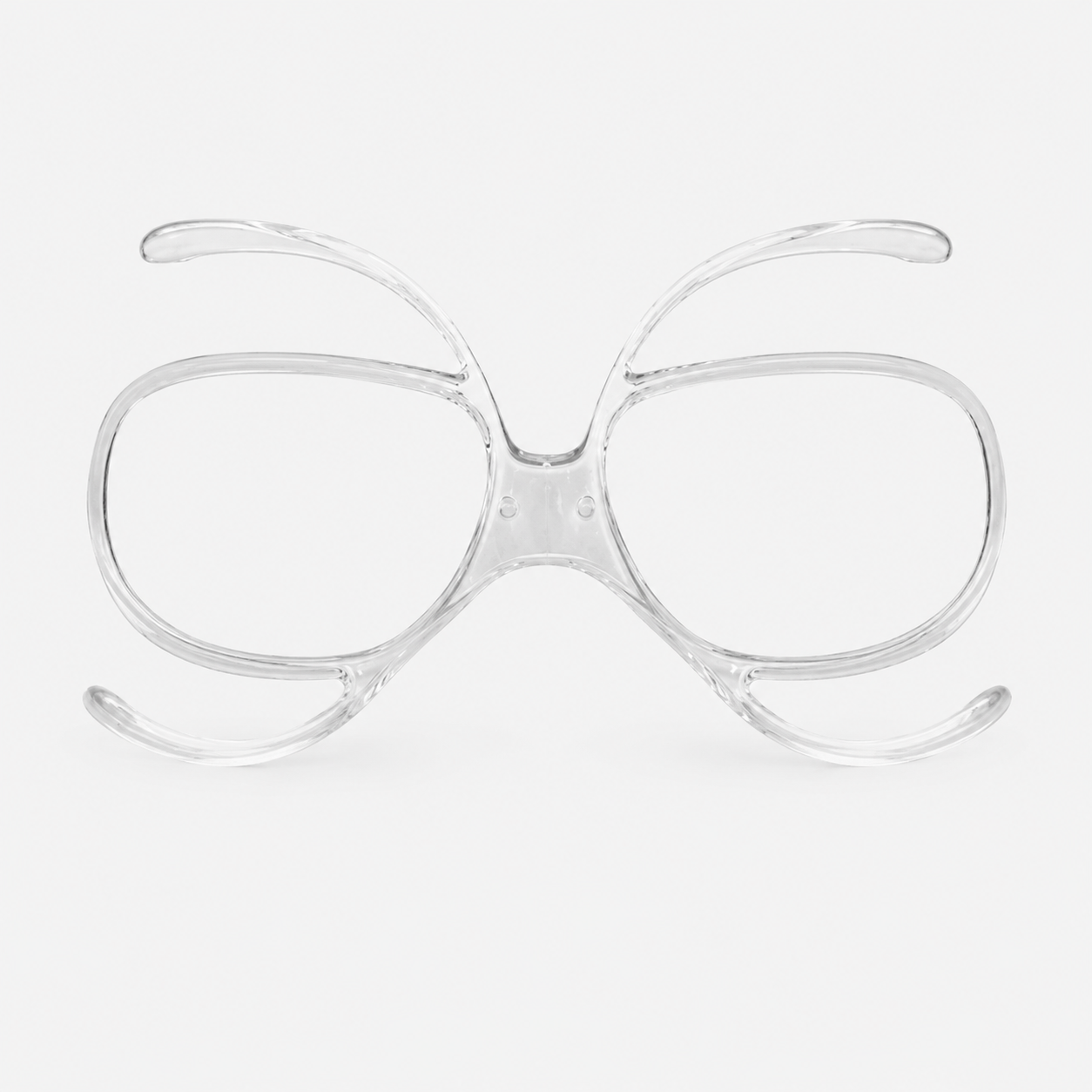 Clear universal prescription ski goggle insert adapter for kids sports goggles, shatterproof optical frame for youth snowboarding and skiing.