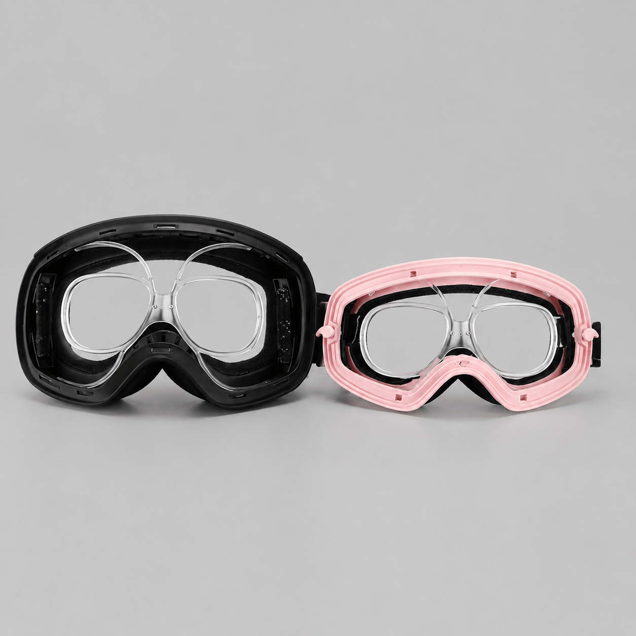 Clear universal prescription ski goggle insert adapter for kids sports goggles, shatterproof optical frame for youth snowboarding and skiing.