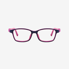 Pink purple kids flexible prescription glasses with a built-in adjustable purple elastic sports strap for children
